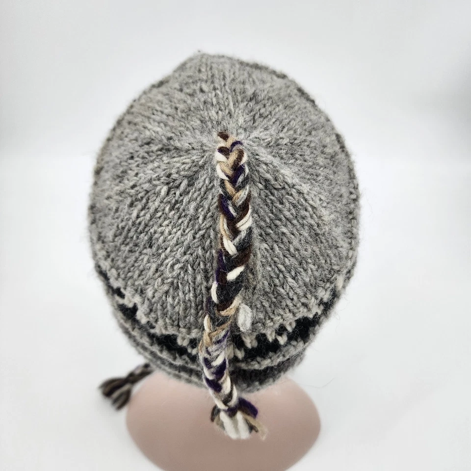 Sombrero Rosa Gitana Para Mujer Talla O/S Lana Orejeras Forrado Vellón Isla Justa Gris Borlas Foto 3 de 4