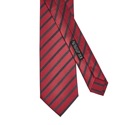 Italo Ferretti X Gerlin Krawatte Gestreift Satin Seide Rot Handgemacht IN Zilli