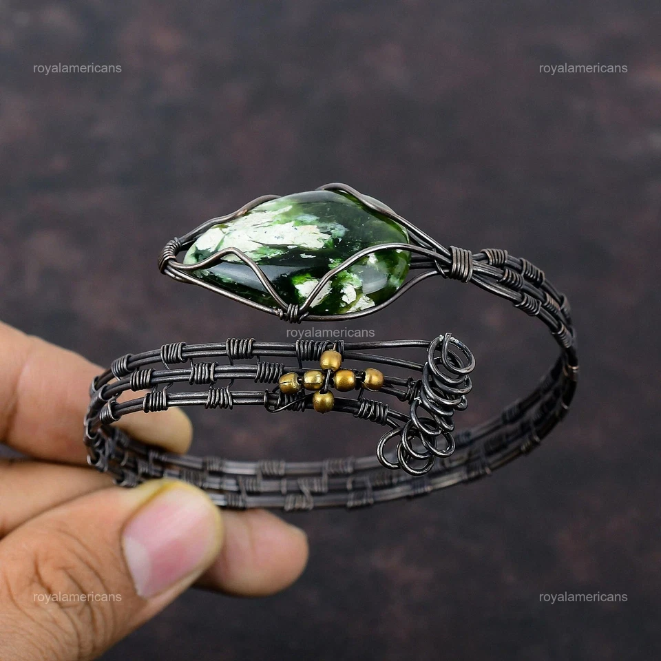 Brazalete ajustable australiano cromado calcedonia cobre regalo alambre envuelto Foto 4 de 4