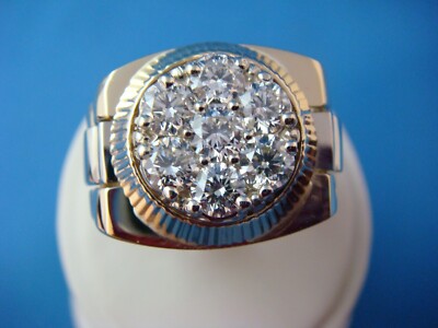 2.30 CARAT NATURAL DIAMONDS ROLEX STYLE RING 2 TONE 16,1 GRAMS SIZE 10