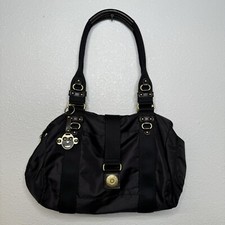 Auth Kipling - Dark Gray Nylon Leather Shoulder Bag Vintage With Monkey Charm