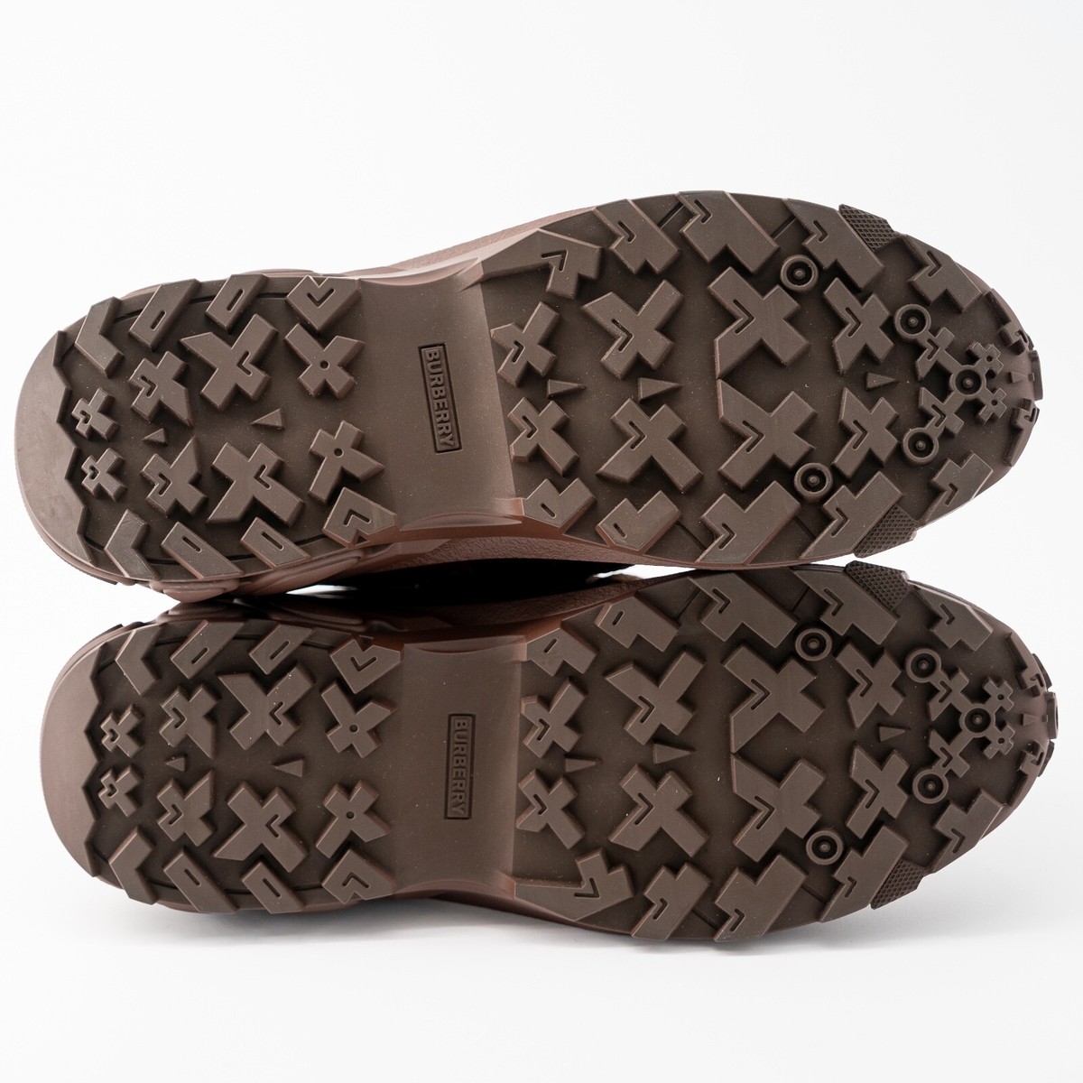 size 12 /EU 45 Burberry Arthur Lace Brown Sneakers Leather 