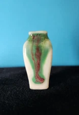 Miniature Dollhouse Arts and Crafts Style Handmade Pottery Vase - Hand Painted 