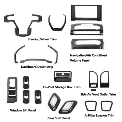 21x Carbon Fiber Interior Decor Cover Trim Kit for Ford F150 2015-20 Accessories