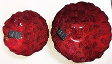 AKCAM METALLIC RED+BLACK FORGED GLASS,SILVER,PINE CONES PLATTER,BOWL-FROM TURKEY