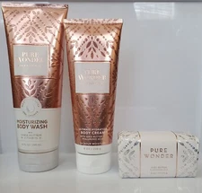Bath & Body Works PURE WONDER 3pc Set~Ultimate Cream,Moisture Wash,Cleansing Bar