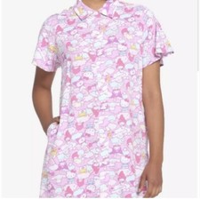 Hello Kitty And Friends Pastel Collage Button-Up Dress Size 2 Oversized