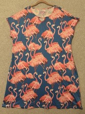Leoma Lovegrove T-shirt Dress Blue Pink Flamingo Women’s XL Tropical Beach