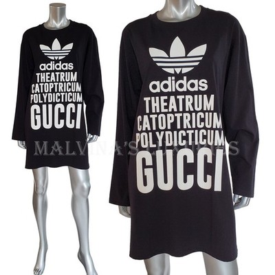 GUCCI DRESS ADIDAS X LONG T-SHIRT BLACK COTTON LONG SLEEVE
