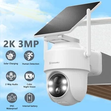 Galayou 2K Solar Security Cameras Wireless Outdoor for Home 360°PTZ Ai Detection