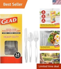 Crystal Clear Heavy Duty Disposable Cutlery Set - 24 Pieces for Any Occasion