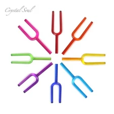 Crystal Soul Colorful Crystal Singing Fork Set 432Hz Customizable with Bag