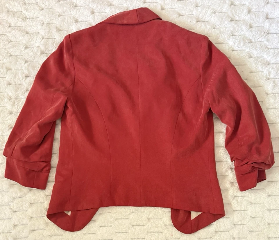 Anthropologie Cartonnier Red Open Front Blazer Size 6 Tencel Jacket Lined USA - Image 2 of 4