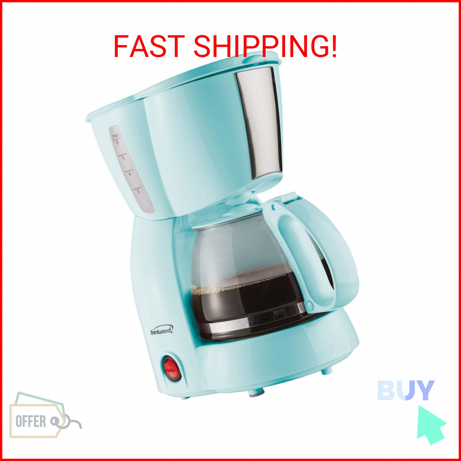 Brentwood TS-213BL 4 Cup Coffee Maker, Blue