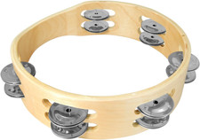 Tam84-08 - Tamburello Di Legno Con Fila Doppia Di Sonagli Nel Telaio, 20 Cm