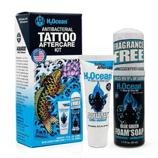 H2Ocean Antibacterial Tattoo Aftercare Kit-Blue Green Foam Soap(1.7... Fast Ship