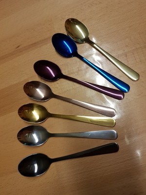 Teelöffel Bunt Kaffeelöffel Eislöffel Regenbogen Set 7 Edelstahl Espressolöffel 