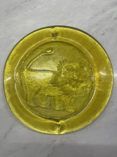 Vintage Blenko Glass Leo The Lion Zodiac Art Glass Two Hanging Holes 8 Inches