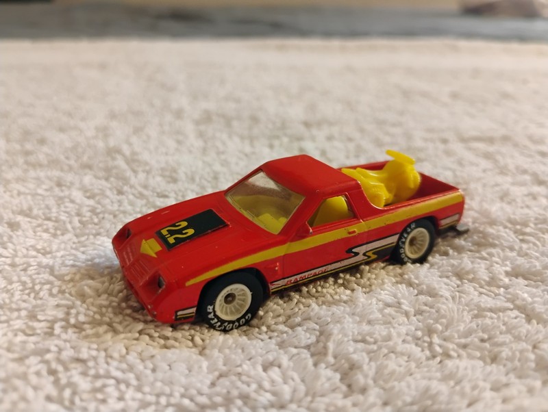 Hot Wheels (1983) Dodge Rampage Red w/WHITE HUBS, Real Riders Goodyear Tires