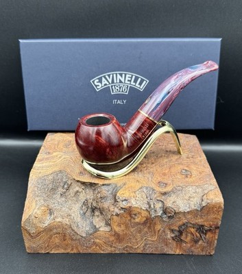 Savinelli Vigna Liscia Marrone 642 - Smooth Maroon Bent Apple - Neu Pfeife