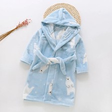 Children's Flannel Hooded Bathrobe with Belt
