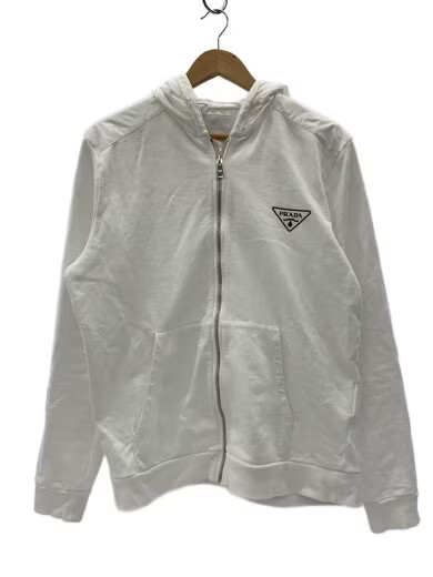 PRADA Zip Hoodie/ XL/ Cotton/ White/ UJL19A R212 10UF