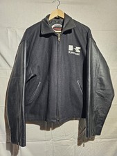 Vintage Kawasaki Brand Logo Wool Leather Motorcycle Biker Letterman Jacket Sz XL