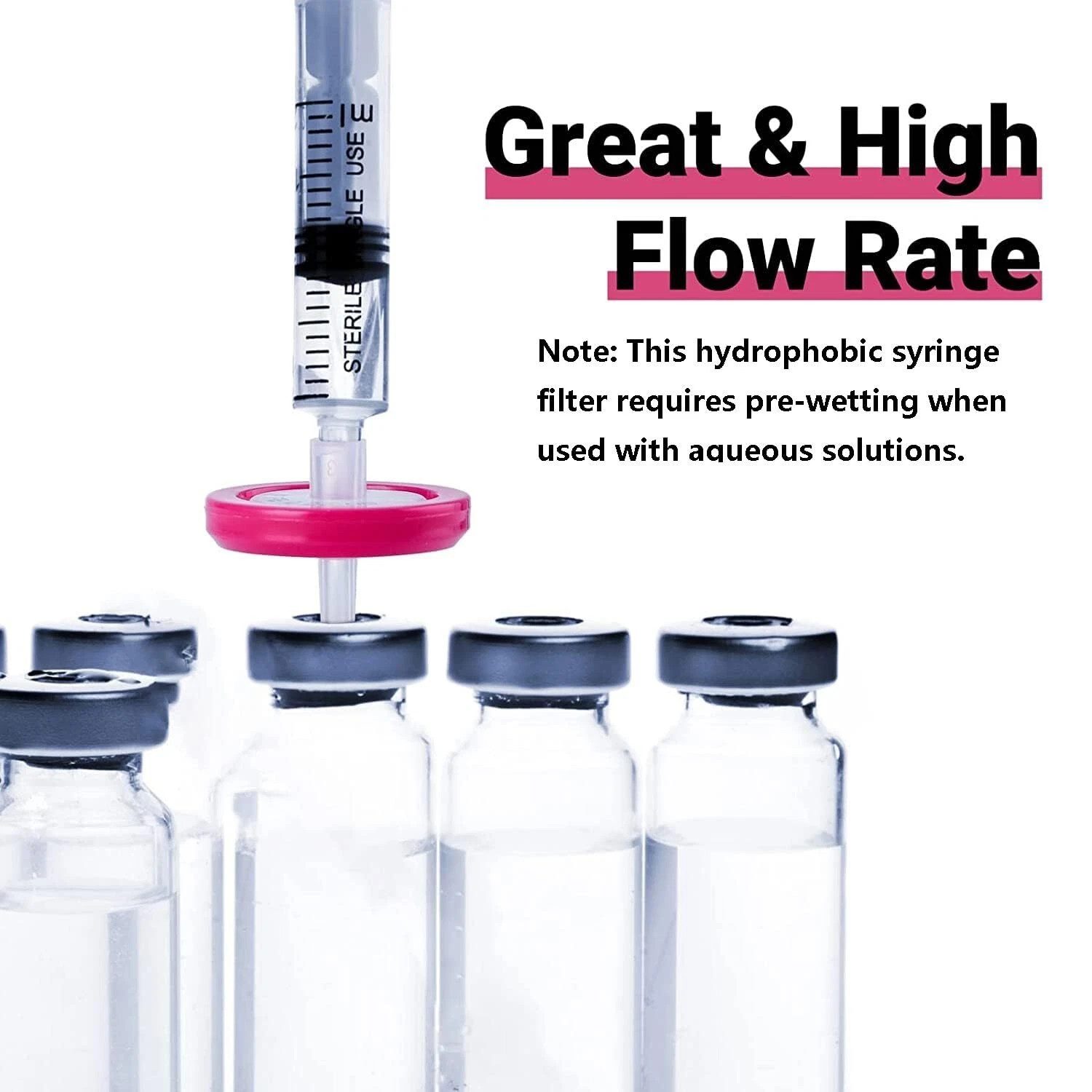 100pcs Lab PTFE Syringe Filter 0.22μm 13mm PP Prefilter Hydrophobic Non Sterile