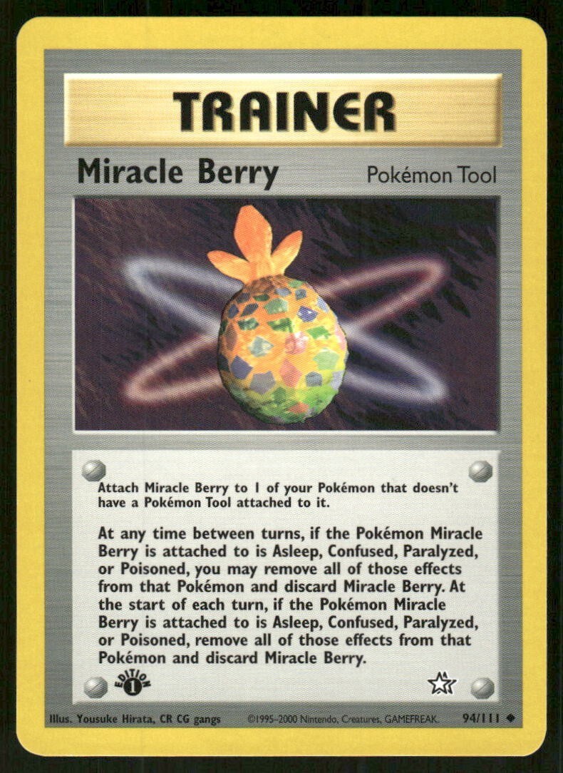 Pokemon Tcg Neo Genesis WOTC NM Regular Miracle Berry 1st Edition #94