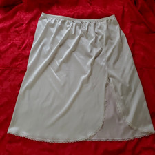 Vintage VANITY FAIR Half Slip Skirt IVORY SATIN NYLON W: 30-34" L: 24" LARGE