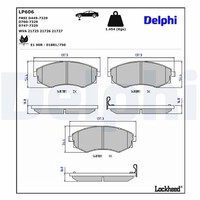 Delphi Bremsbelagsatz, Scheibenbremse LP606 FüR Hyundai KIA Nissan Ssangyong