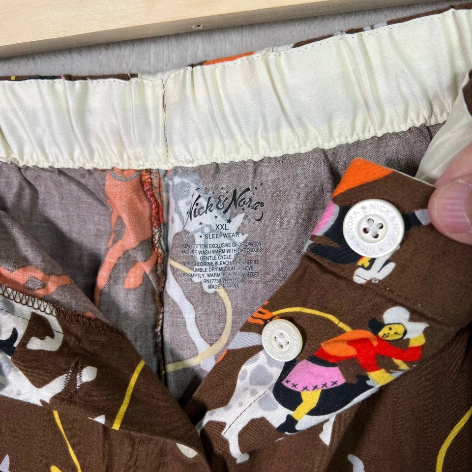 Pantalones de pijama Nick and Nora Difíciles de encontrar 100 % algodón Wild West Show Rodeo Lounge XXL Foto 4 de 4