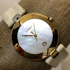 Vtg Rado Coupole Women 129.4077.4N Dress White Leather Quartz 30mm Watch 6 3/4"