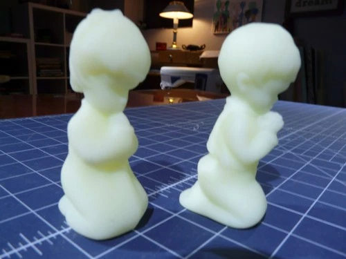 Fenton Glass  Satin Frosted Praying Boy and Girl Figurines Set