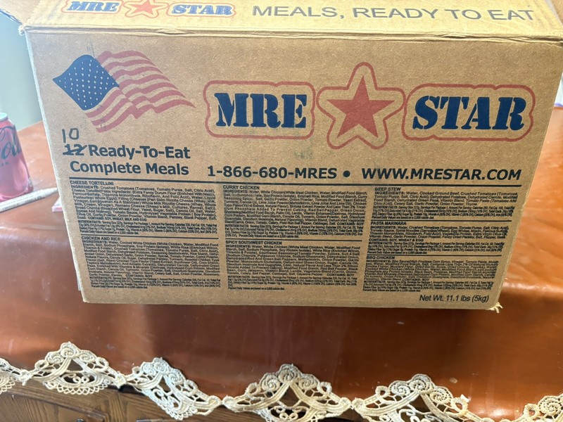 MRE U.S. Military Ready to Eat Meals Box Contains 10 Meals.