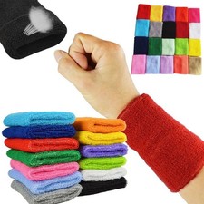 2pcs Unisex Cotton Wrist Wristband Sport Towel Sweatband Solid Sweat Band Yoga