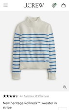 NWT 98 J. Crew New Heritage Roll Neck Sweater Stripe Womens sz XS