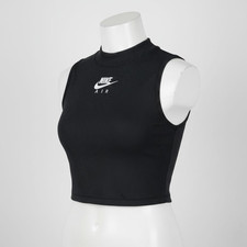 Nike Air Womens Tank Top XL Black Grey Ribbed Mock Neck Cropped Gym Holiday