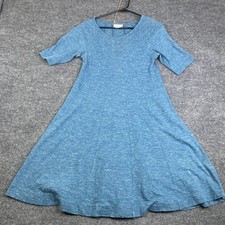 Ganni Dress Womens Large Blue Jersey A Line Midi Raglan Half Sleeve Casual
