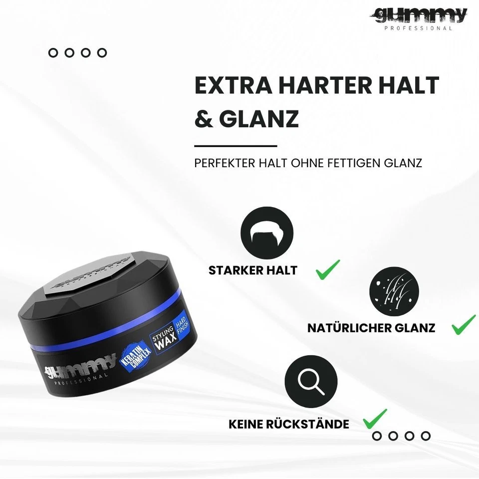 Gummy Hard Finish Haarwachs 150 ml - Hairwax - extra harten Halt & Glanz 6er Set - Bild 2 von 4