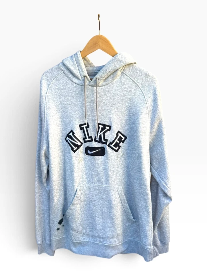 Vintage Y2K Nike Embroidered Arch Spellout Center Swoosh Hoodie Gray Large - image 1 of 3