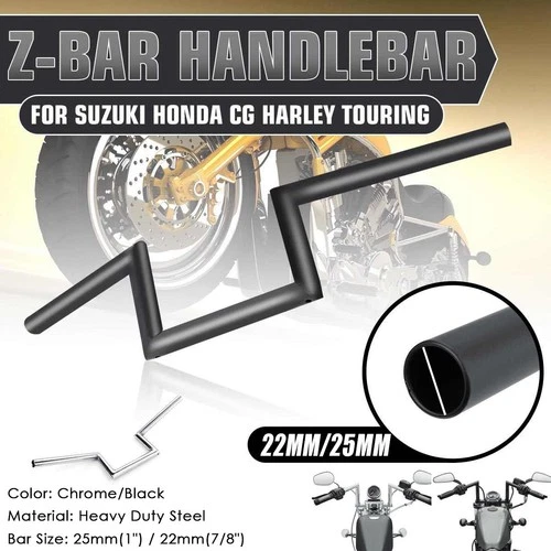 1" 7/8" Motorcycle Handlebars Drag Z Bar For Harley Honda Yamaha Suzuki Chopper