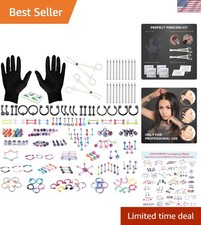 Professional 156PC Body Piercing Kit - 14G-20G Surgical Jewelry  Tools Included