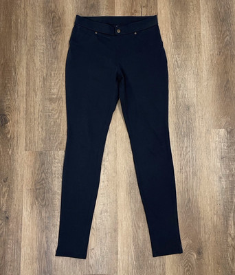 Hue Leggings Size Small Black Micro Suede Slimming Stretch Full Length 29  L 