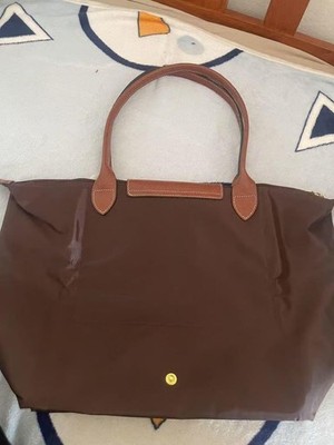 Longchamp Pliage Club Large Tote Bag Brown Nylon Women New From