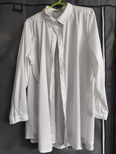 Weiße Langarm Bluse Gr.46 mit verdeckter Kno...