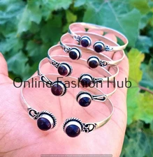 Amethyst Gemstone 925 Sterling Silver Plated 10pc Cuff Bangle Lot Unique Jewelry