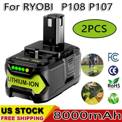 2-Pack Ryobi P108 18V 3.8Ah Lithium-Ion Batteries – High Capacity For One+ Tools – 10-Year Warranty