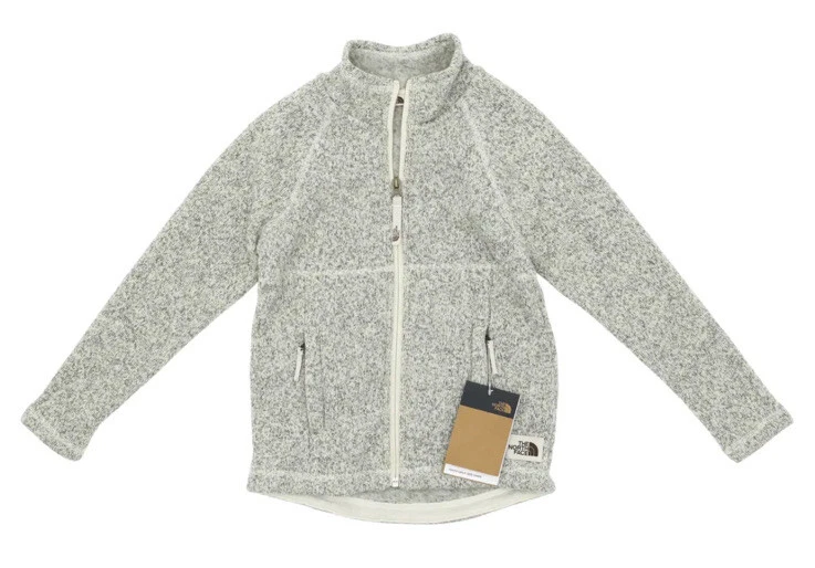 The North Face X7006 Girls Crescent Full Zip Sweater M Vintage White Heather