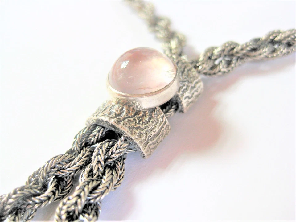 Collier Argento 925 Con Quarzo Rosa, 48 CM - Immagine 2 di 3